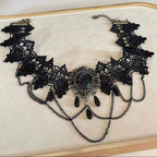 Dark Gothic Vintage Lolita Lace Necklace Black Chain Choke Halloween