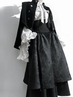 Gothic Lolita Christmas Clothing Black and Red Goth Long Dress Shirt Sleeve Skirt OP