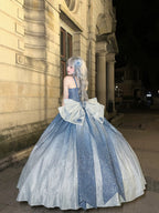 Blue Hime Lolita Starry Sky Style Prom Dresses for Tea Party or Graduation