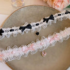 Sweet Lolita Accessory Bowknot Lace Choker Love Heart Necklace