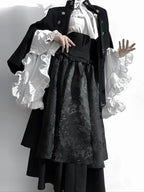 Gothic Lolita Christmas Clothing Black and Red Goth Long Dress Shirt Sleeve Skirt OP