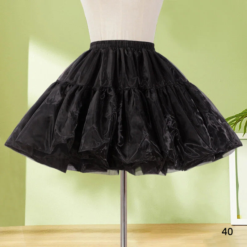 Petticoat Lolita Soft Black Hoopless Crinoline Adjustable Under skirt for Hanfu Ma Mian Skirt Light Fluffy