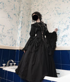 Dark Gothic Lolita with Ruffles Court Style Witch Costume Halloween
