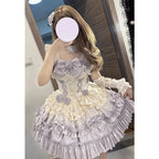 Gradual Change Hime Lolita Purple Tea Party Fashion Lavender Bow Ruffled Dress