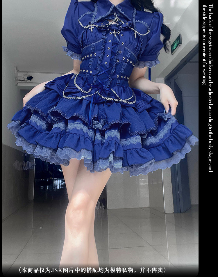 Punk Lolita Jirai Kei Fashion Punk Goth Lolita and Elegant Lolita Short Ruffles Dress