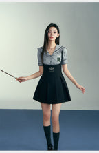 Academic Department Skirt Set Joint Fish Bone Waist Strap College Style Suit Academy Style