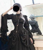 Dark Gothic Lolita with Ruffles Court Style Witch Costume Halloween