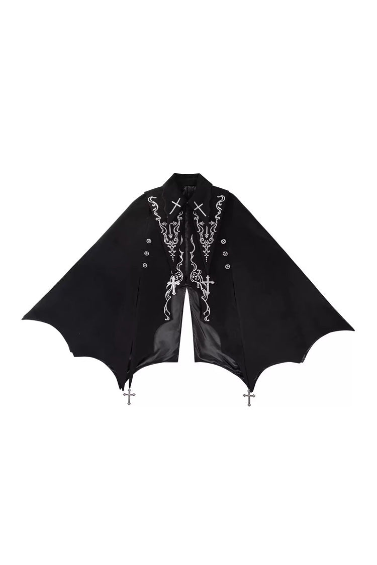 Black The Eternal Night Descends Embroidered Ouji Gothic Lolita Cloak Shorts Set