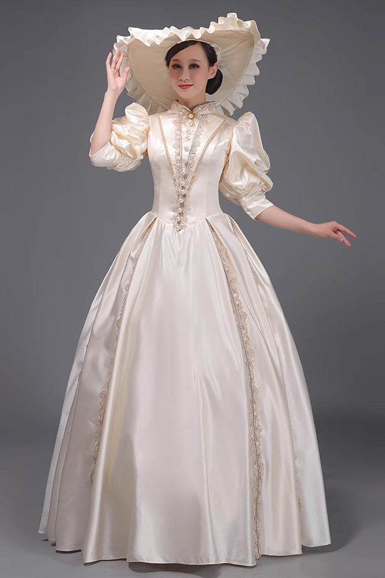 Champagne European Court Short Sleeves Sweet Vintage Princess Victorian Dress