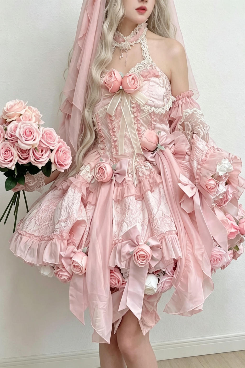 Gem Princess Fish Bone Detached Hime Sleeves Sweet Lolita Princess Dress Set 2 Colors