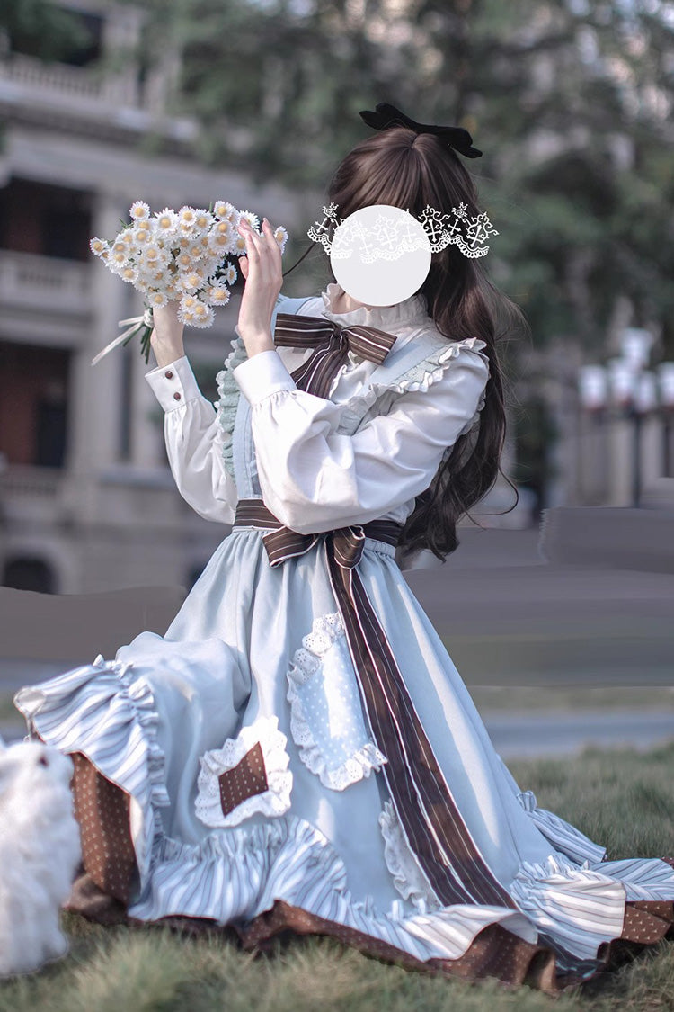 Blue/Brown Magic Vocal Club Ruffle Bowknot Sweet College Style Elegant Lolita Jsk Dress