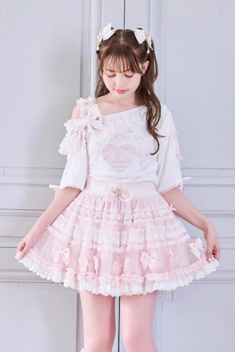 Sweet Ruffle Bowknot Lace Plus Size Japanese Lolita Skirt 3 Colors
