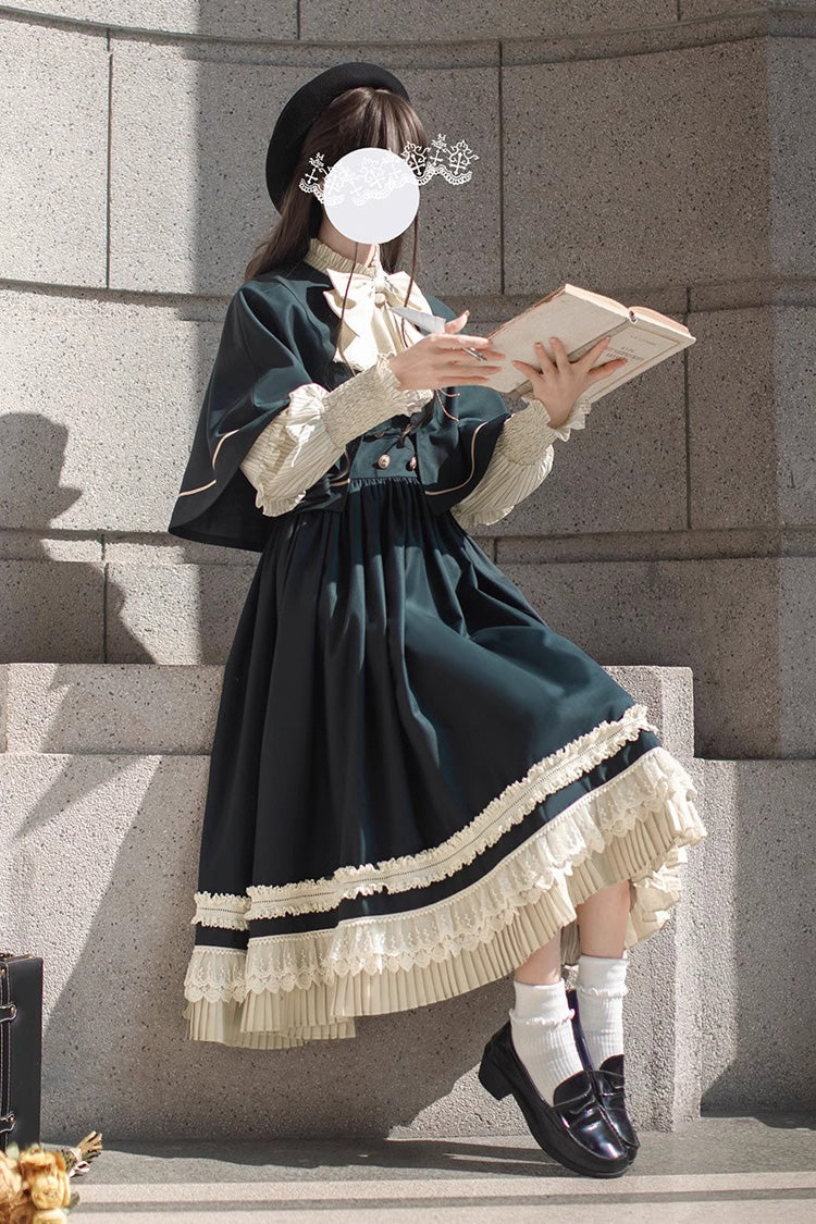 Green Artemis SP Ruffle Bowknot Lace College Style Elegant Lolita Jumper Dress