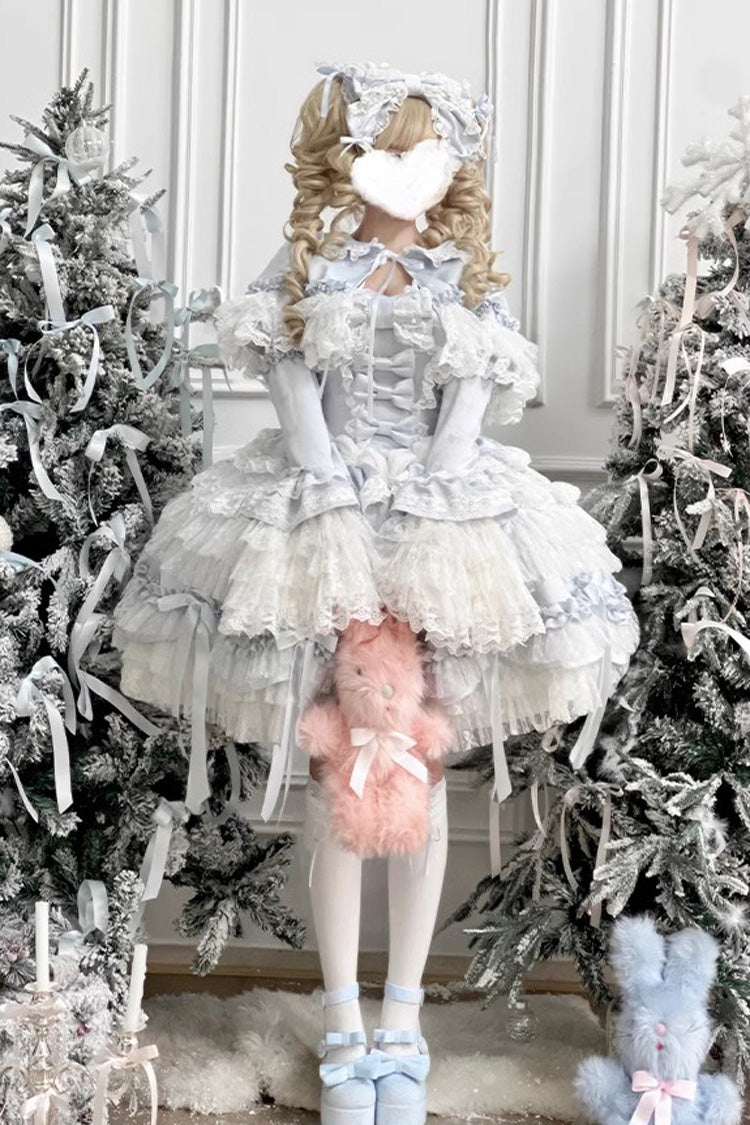 Girl Doll Multi-Layered Ruffle Bowknot Lace Sweet Princess Lolita Jsk Dress
