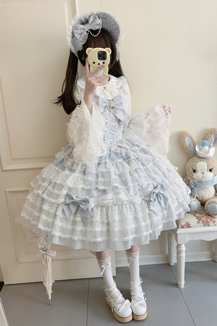 Blue Dream Prologue Doll Multi-Layered Bowknot Lace Sweet Princess Lolita Dress