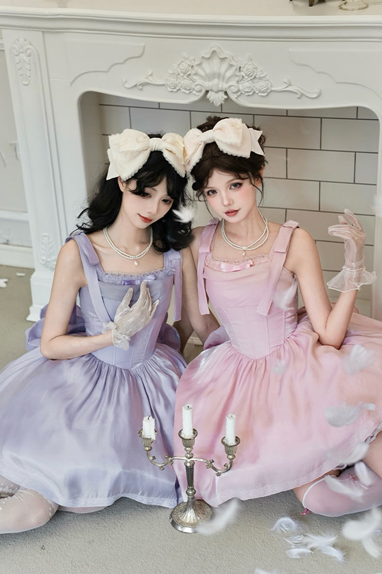 Purple Foamy Sea Sleeveless Ruffle Bowknot Fishbone Sweet Lolita Jsk Dress