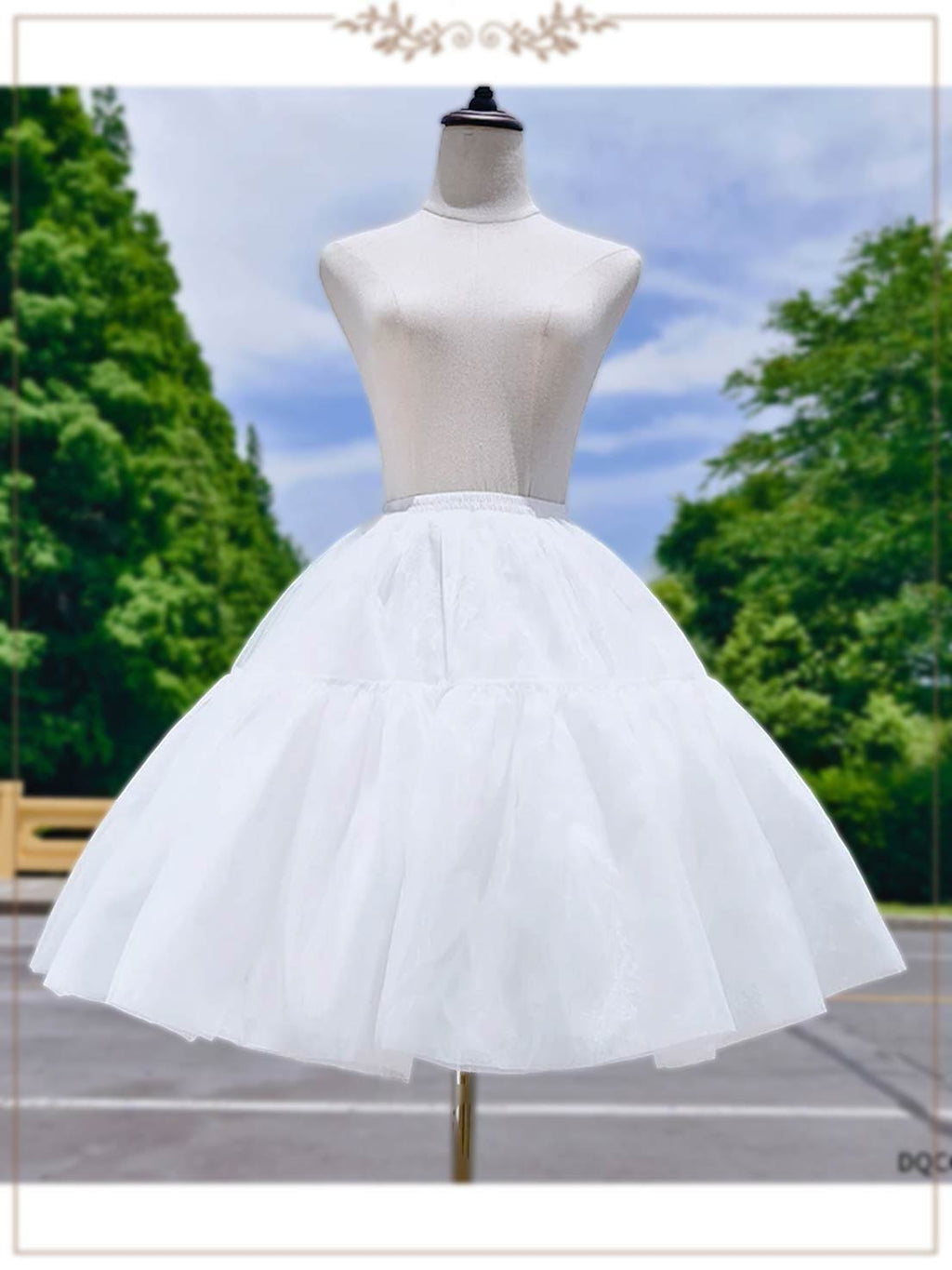 Petticoat Lolita Soft Fishbone pattern Hoopless Crinoline Adjustable Under skirt for Hanfu Ma Mian Skirt Light Fluffy