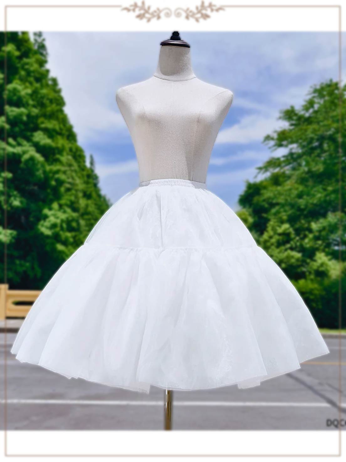 Petticoat Lolita Soft Fishbone pattern Hoopless Crinoline Adjustable Under skirt for Hanfu Ma Mian Skirt Light Fluffy