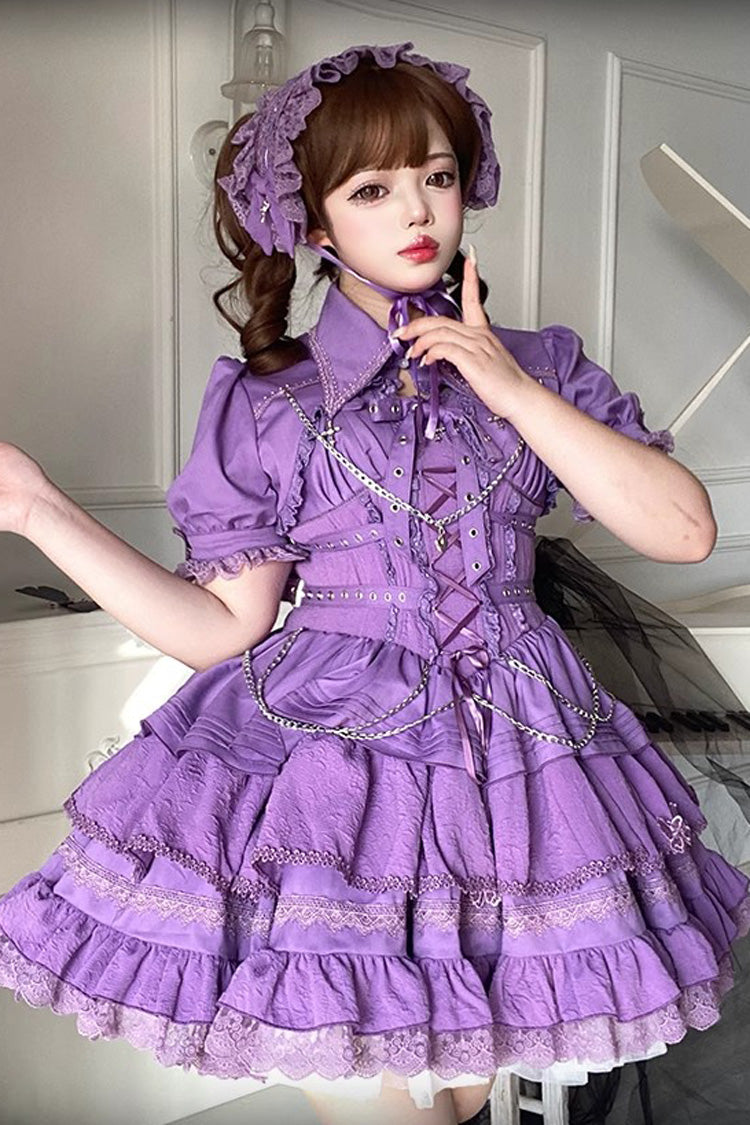 Covenant Cross Sleeveless Triple-Layered Ruffle Bowknot Lace-Up Gothic Lolita Jsk Dress 6 Colors