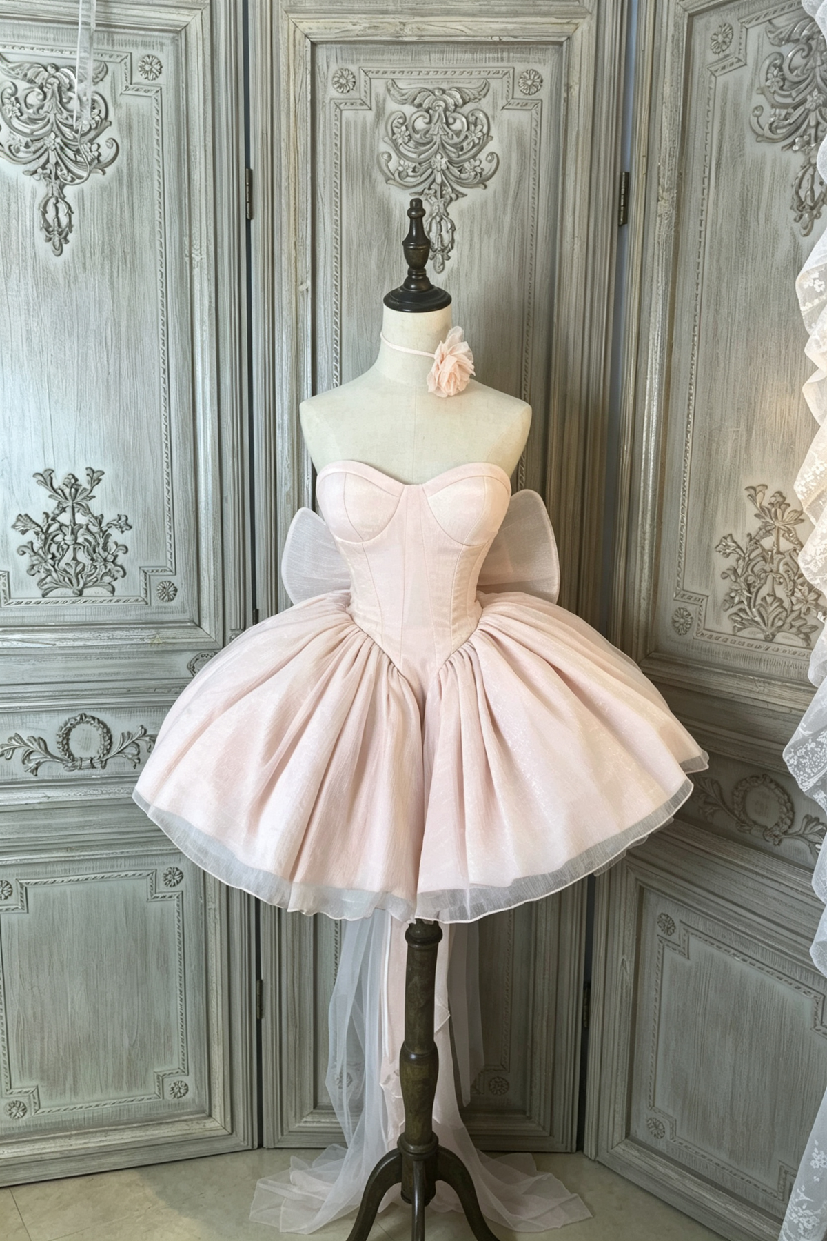Pink Strapless Multi-Layered Ruffled Flower Corset Sweet Princess Ballet Lolita JSK Dress