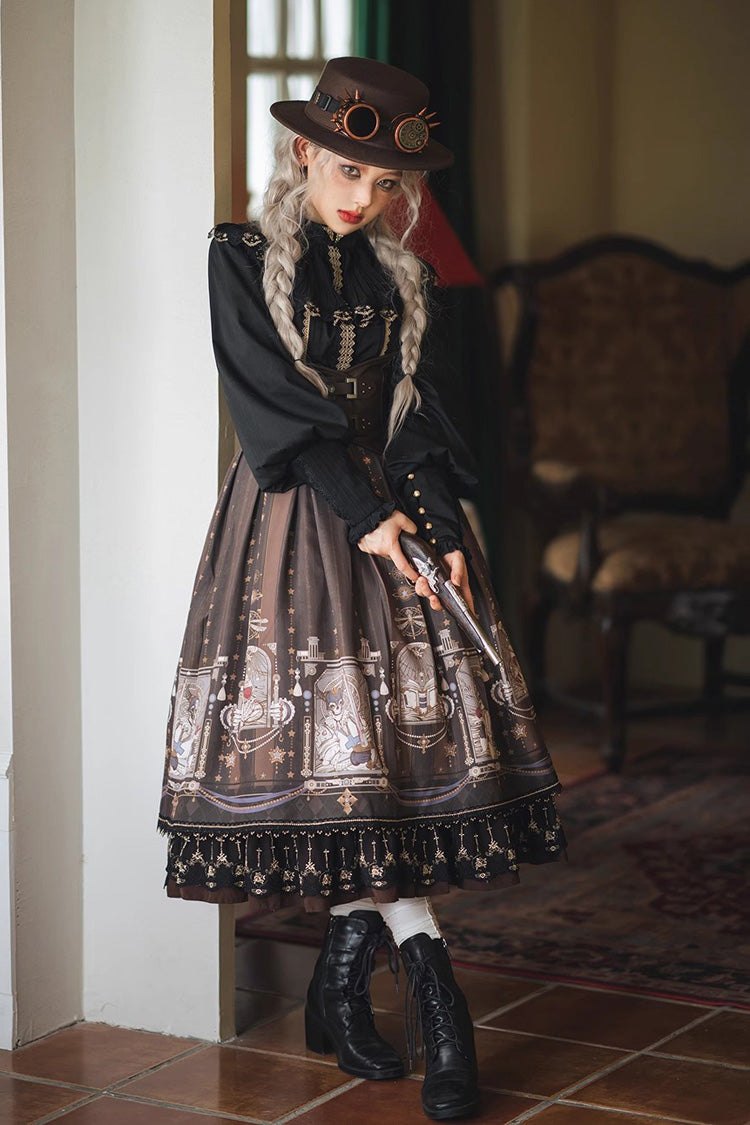 Demon Hunting Notes Print Ruffle Sweet Elegant Lolita Skirt 2 Colors