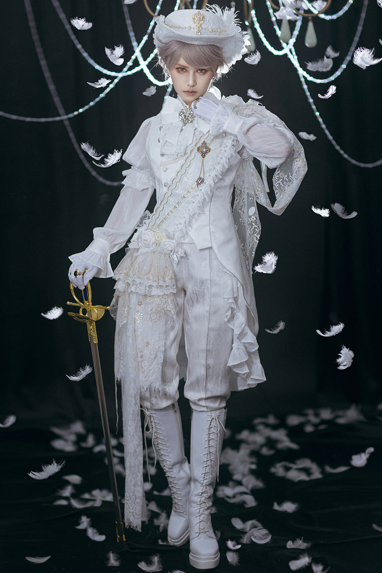 White Hidden Prejudice Never Fades Vintage Elegant Prince Handsome Ouji Lolita Coat