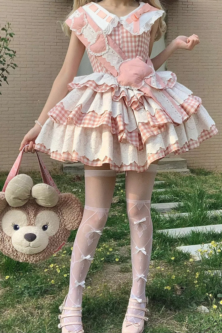 Pink Star Grant Angel Triple-Layered Print Ruffle Sweet Lolita Dress