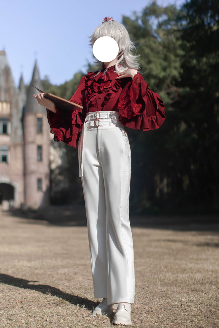 White Day and Night Song Long Sleeves Ruffle Ouji Gothic Lolita Skirt Pants