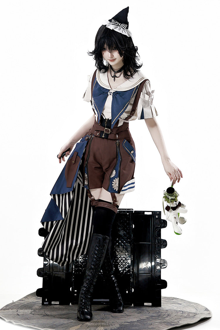 Brown Inventor of Wonderful Equipment Ouji Punk Cool Lolita Bib Shorts