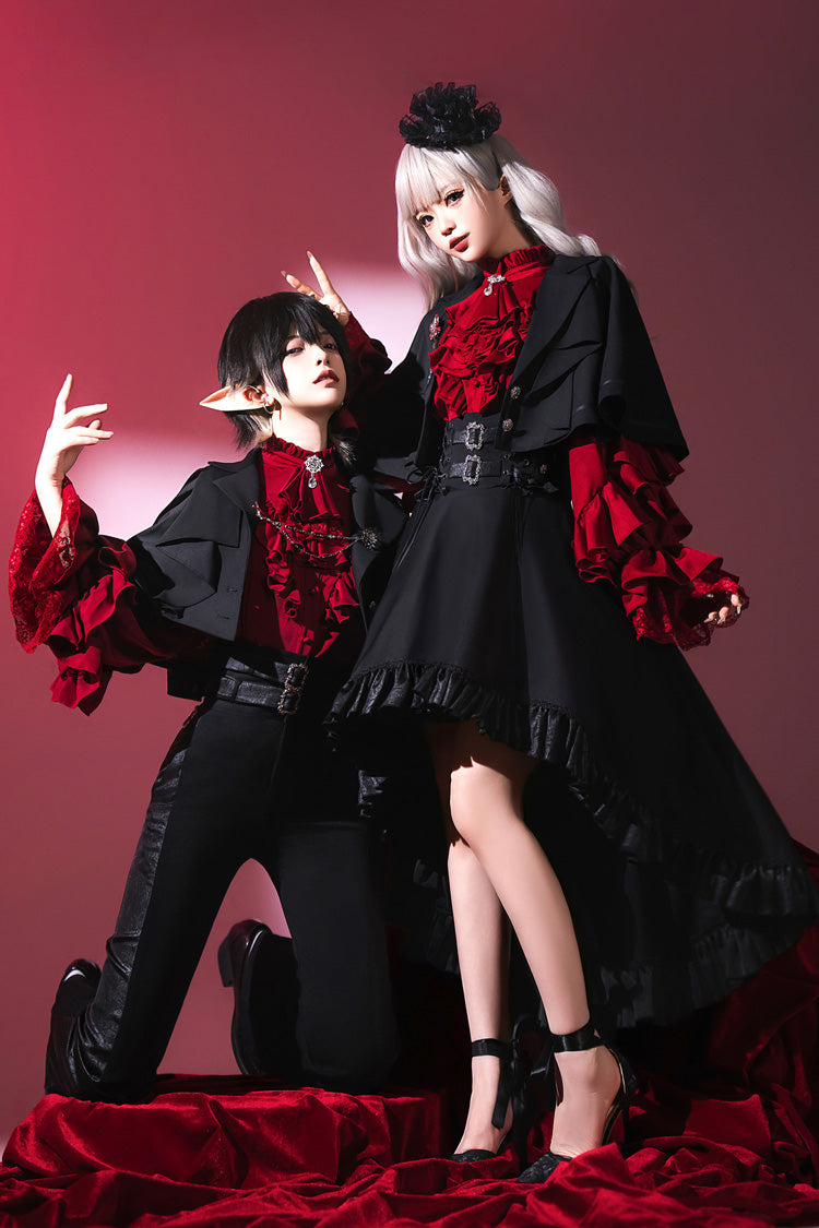 Black Day and Night Song Long Sleeves Ruffle Ouji Gothic Lolita Skirt Blouse