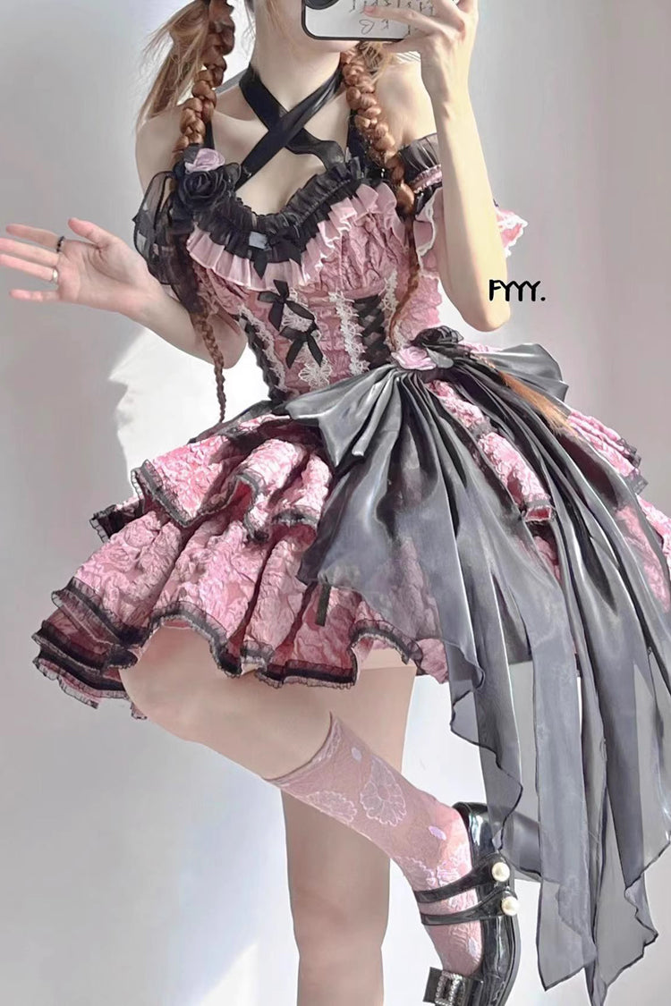 Pink Medea Kiss Gothic Lolita JSK Tiered Dress