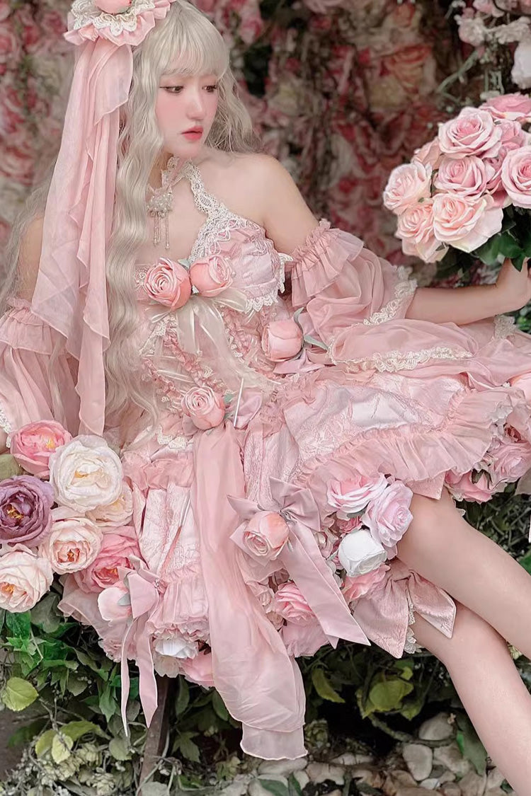 Gem Princess Fish Bone Detached Hime Sleeves Sweet Lolita Princess Dress Set 2 Colors