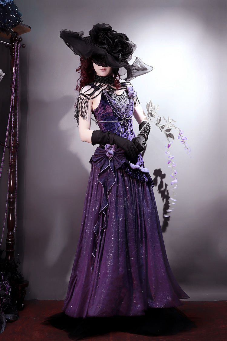 Purple Madame Butterfly Ruffle Bowknot Lace Sweet Elegant Gorgeous Lolita Jsk Dress