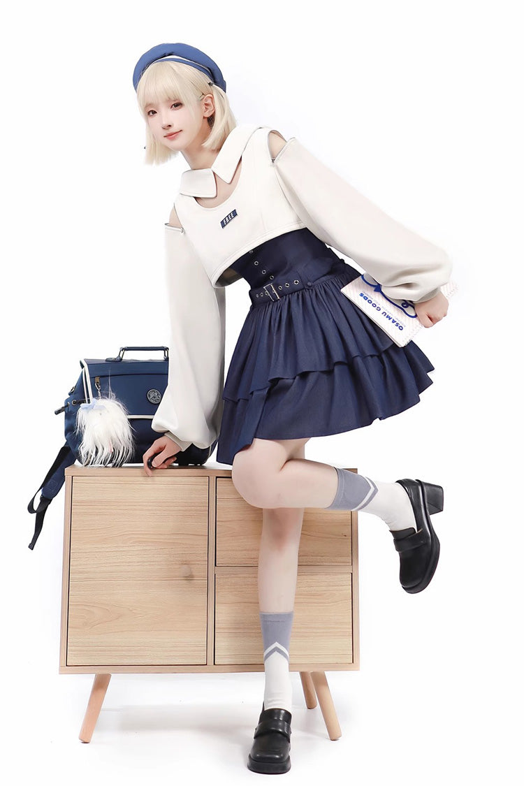 Dark Blue Double Layer Ruffle Sweet Lolita Jsk Dress