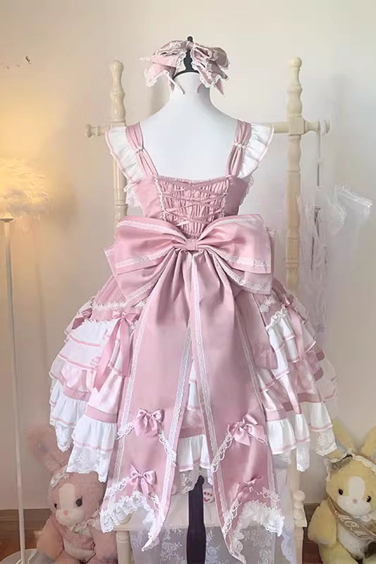 Beating Heart Sleeveless Print Ruffle Bowknot Lace Sweet Lolita Dress 3 Colors