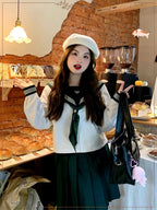 4XL Lolita Dress  Plus Size Japanese School Uniform Style Sailor Dress with Green Accents Set 5XL