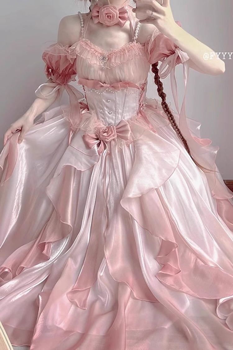 Pink Bowknot Irregular Sweet Princess Lolita Jsk Dress