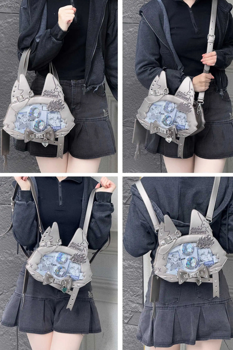 Domineering Cat Cat Ears Print Bowknot Gothic Lolita Crossbody Bag 9 Colors