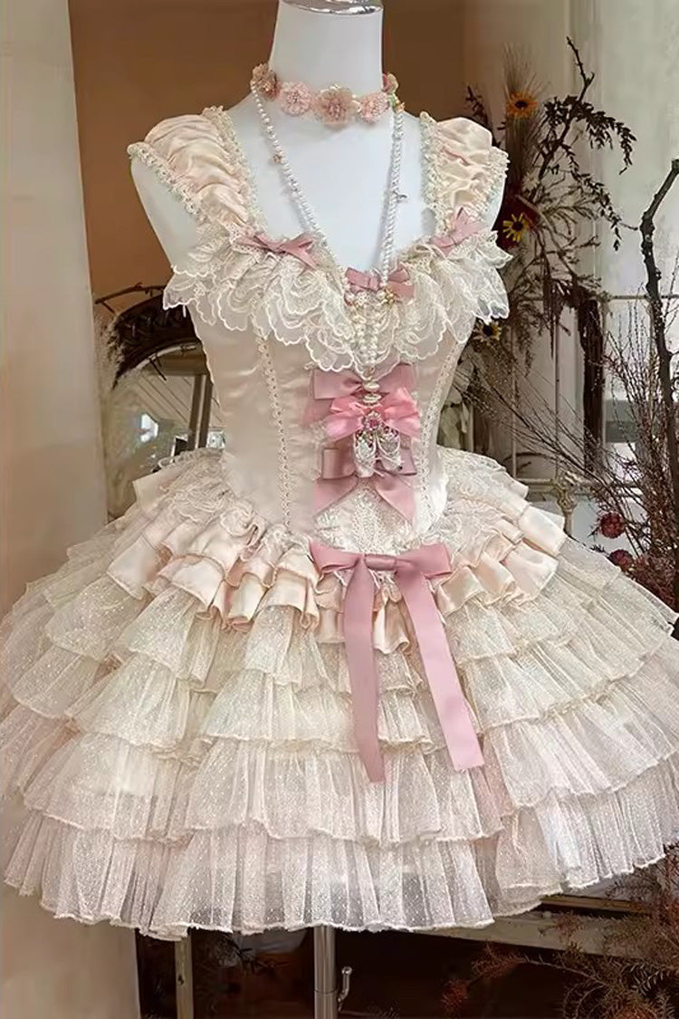 Love God Girl Romantic Ballet Style Multi-layer Ruffle Sweet Princess Lolita Dress 2 Colors