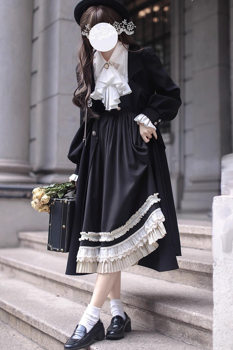Black Ruffle Bowknot Lace Elegant Lolita Jumper Dress