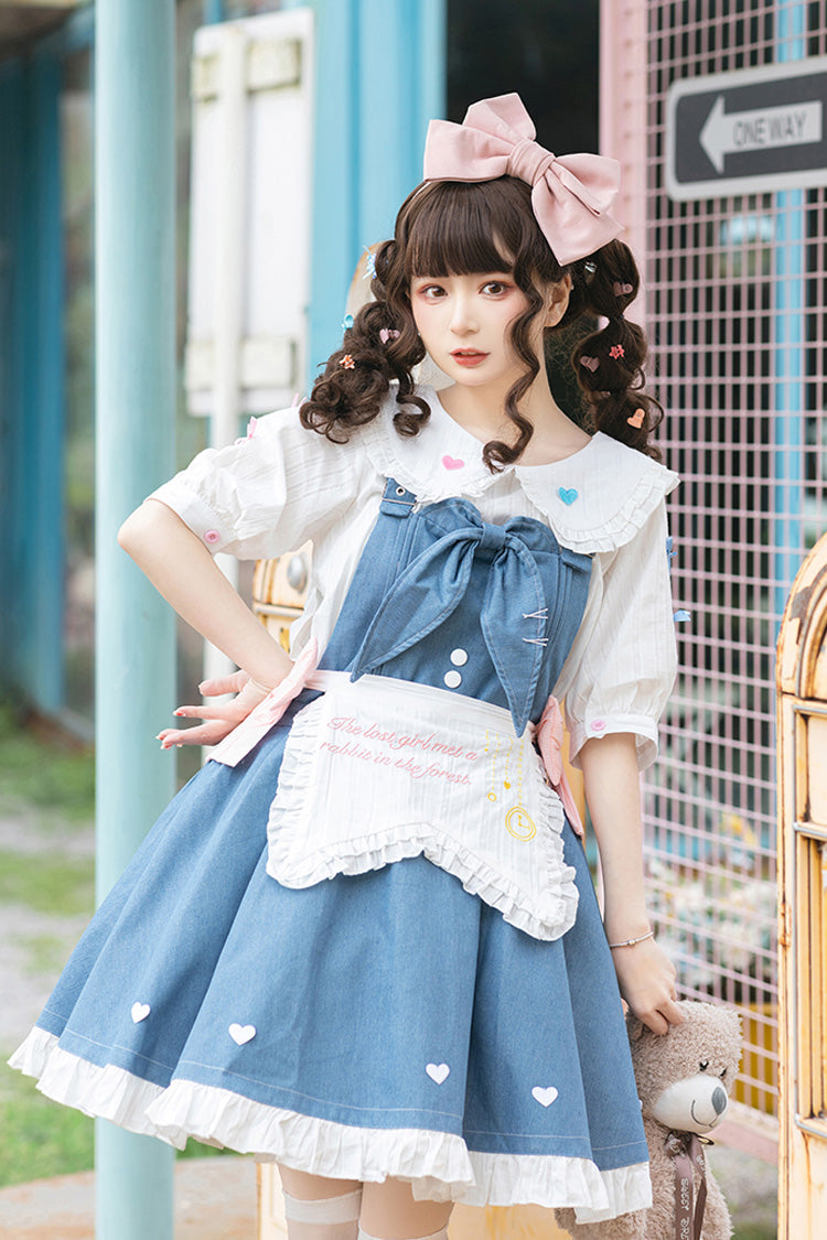 Blue Cowboys Are Busy Ruffle Bowknot Sweet Lolita Strap Dress