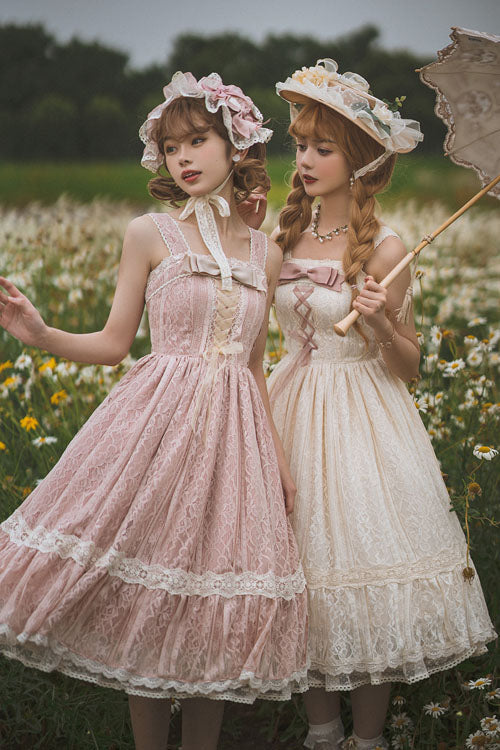 Ivory Solid Color Elegant Vintage Rose Multi-Layer Embroidery Ruffled Sweet Lolita JSK Dress
