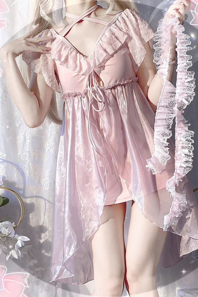 Sweet No Steel Support Lace Slim Lolita Two-piece Swimsuit 2 Colors