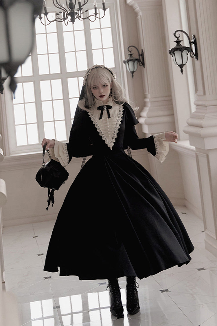 Black Letters and Poems·Nocturne Nun Long Sleeves Ruffle Gothic Lolita Long Dress
