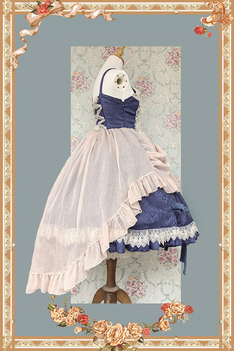 Lilith's Cage Sleeveless Print Ruffle Bowknot Lace-Up Gothic Elegant Lolita Jsk Dress 2 Colors