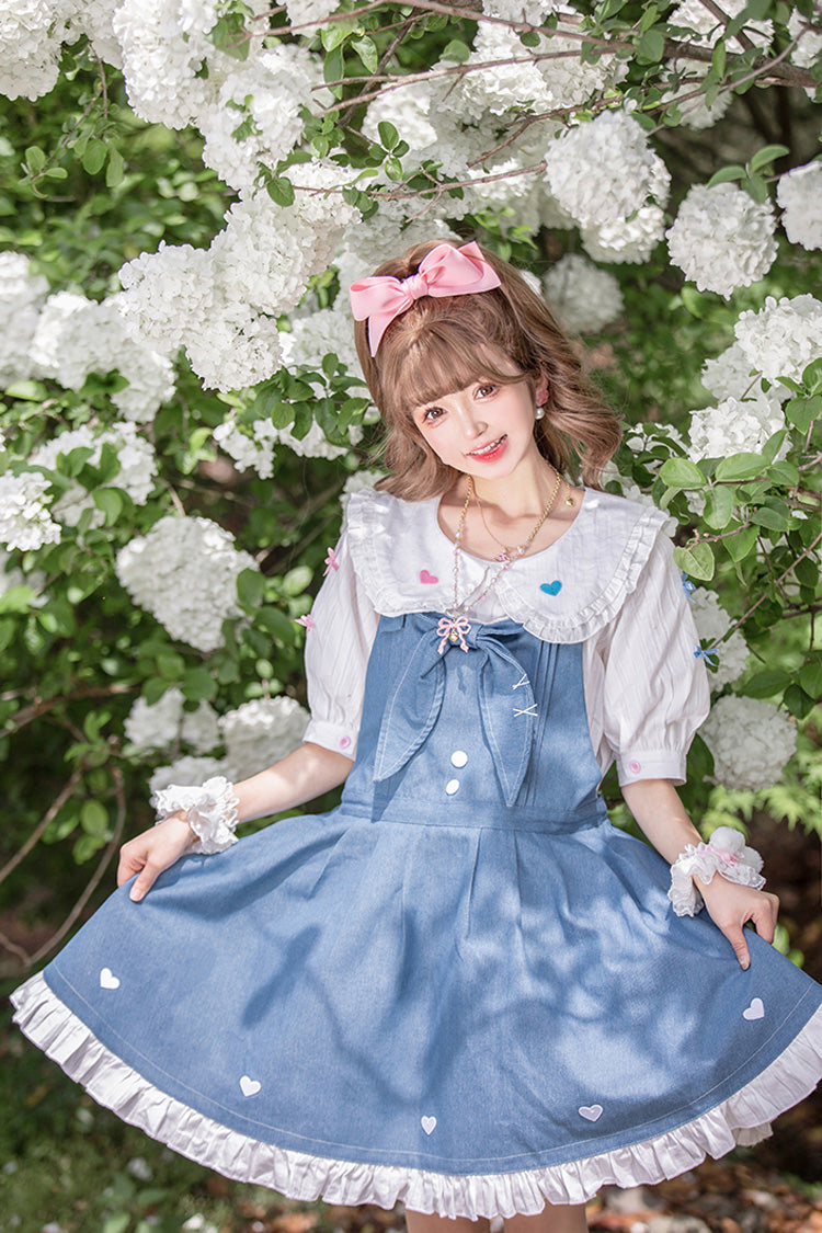 Blue Cowboys Are Busy Ruffle Bowknot Sweet Lolita Strap Dress