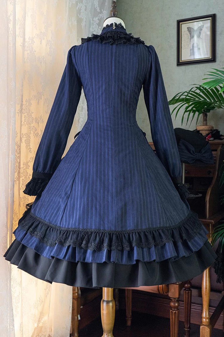 Point Manor Solid Color Stand Collar Long Sleeves Multi-layer Ruffle Gothic Lolita Dress 5 Colors