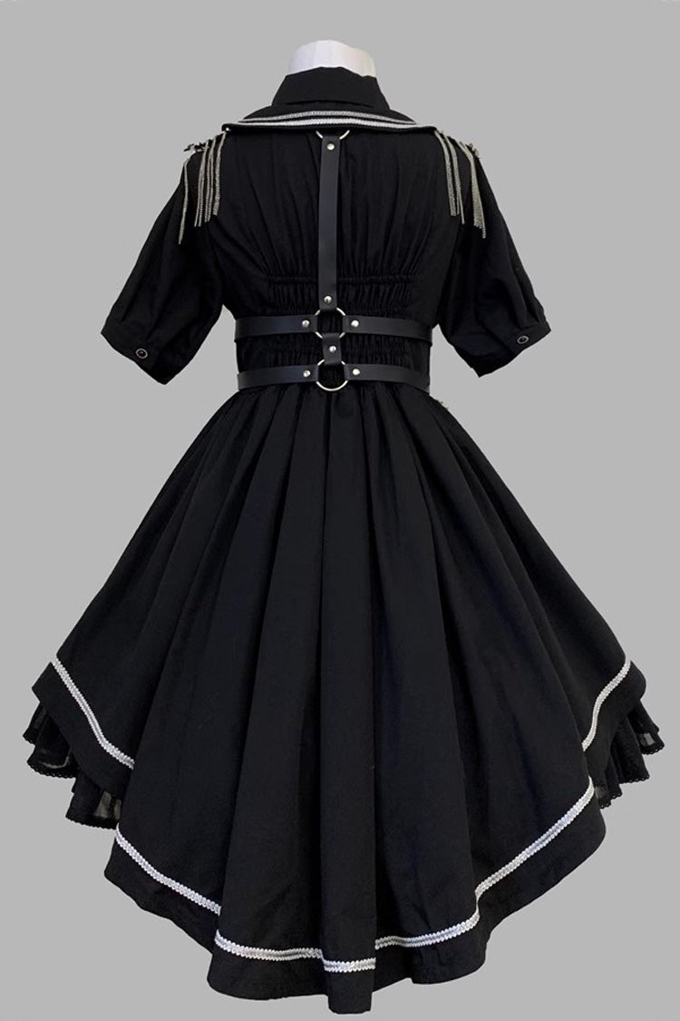 Black Sunset Universe Short Sleeves Cardigan Lace Gothic Military Handsome Lolita Dress Full Set