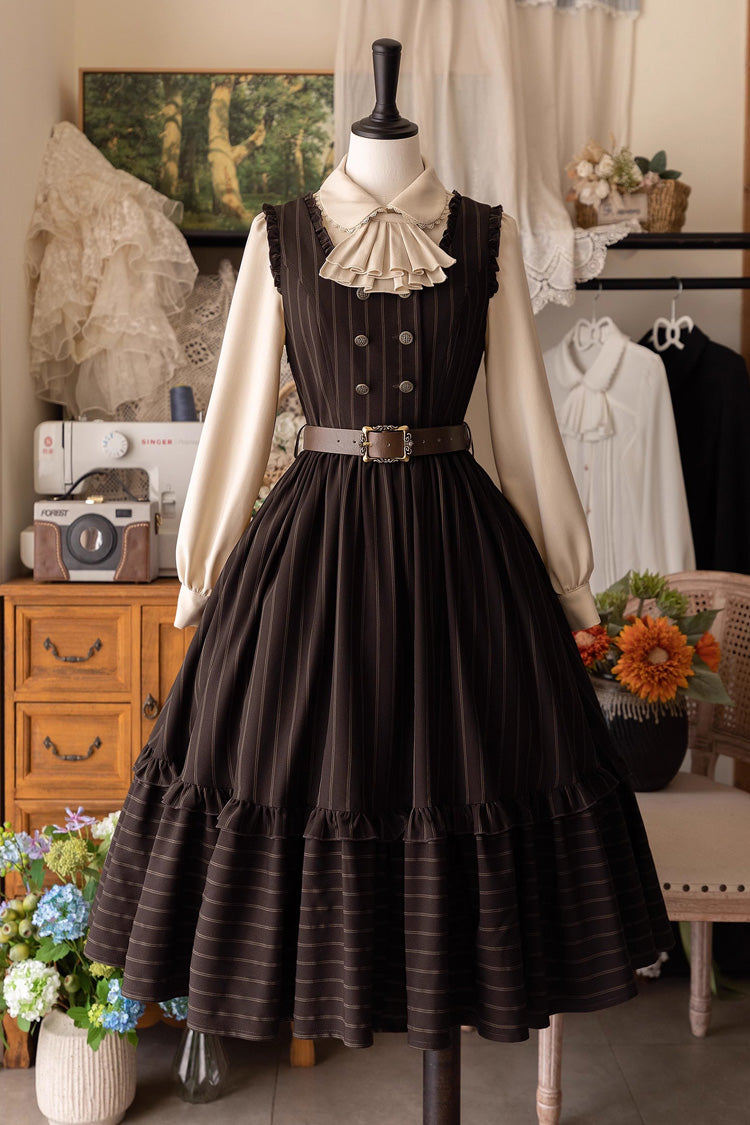Small Estate Sleeveless Ruffle Fishbone Classic Vintage Elegant Lolita Dress 3 Colors
