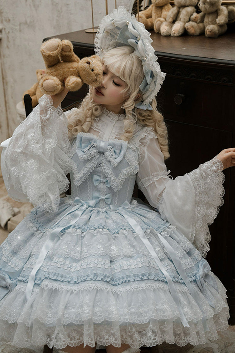 Blue Reinas Sleeveless Ruffle Bowknot Lace Sweet Lolita Jsk Dress